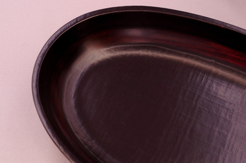 Japanese lacquerware all natural handmade Kijiro urushi lacquer oval bowl  close up view