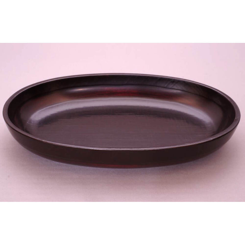 Japanese lacquerware handmade all natural Kijiro urushi lacquer oval bowl  front view