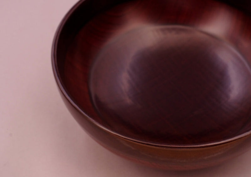 Japanese lacquerware all natural handmade Kijiro urushi lacquer round bowl close-up view